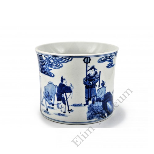 1492 A b&w brush pot with figures